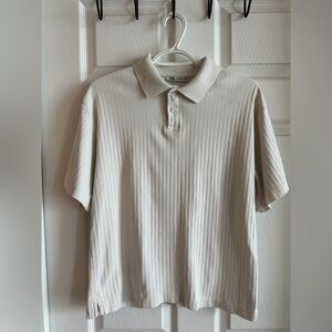 Zara Men's Textured Striped Polo Shirt